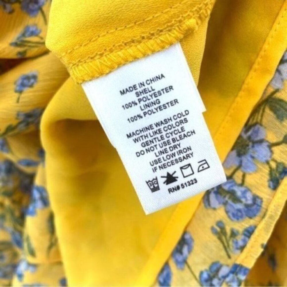 CeCe Yellow Flowy Floral Print Babydoll Dress - Picture 13 of 14